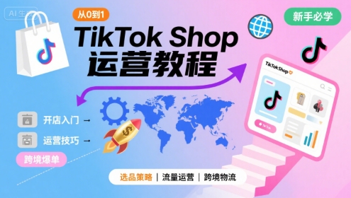 TikTok Shop从0到1运营教程，TikTok跨境电商新手必学课程-摇钱述