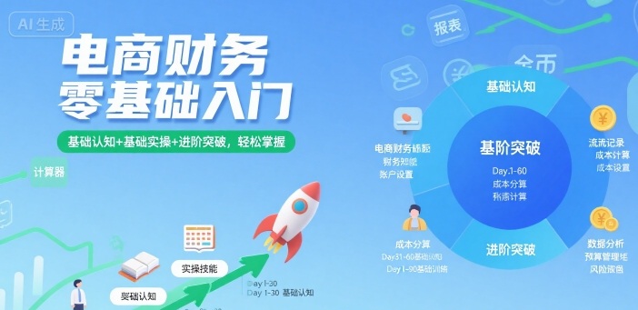 电商财务零基础入门，基础认知+基础实操+进阶突破，轻松掌握-摇钱述