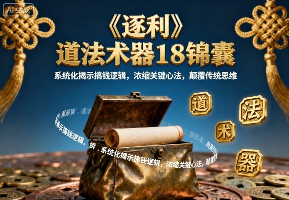 《逐利》道法术器18锦囊，系统化揭示搞钱逻辑，浓缩关键心法，颠覆传统思维-摇钱述