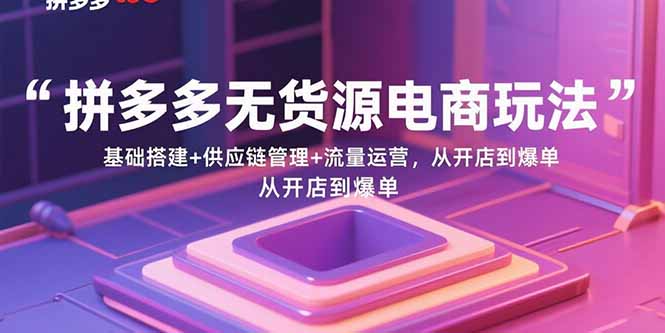 拼多多无货源电商玩法：基础搭建+供应链管理+流量运营，从开店到爆单-摇钱述