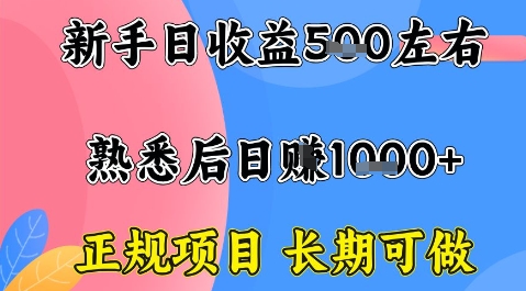 全年可变现项目，收益高无门槛，正规项目，长期可做，一天收益1k+一台电脑在家创业【揭秘】-摇钱述