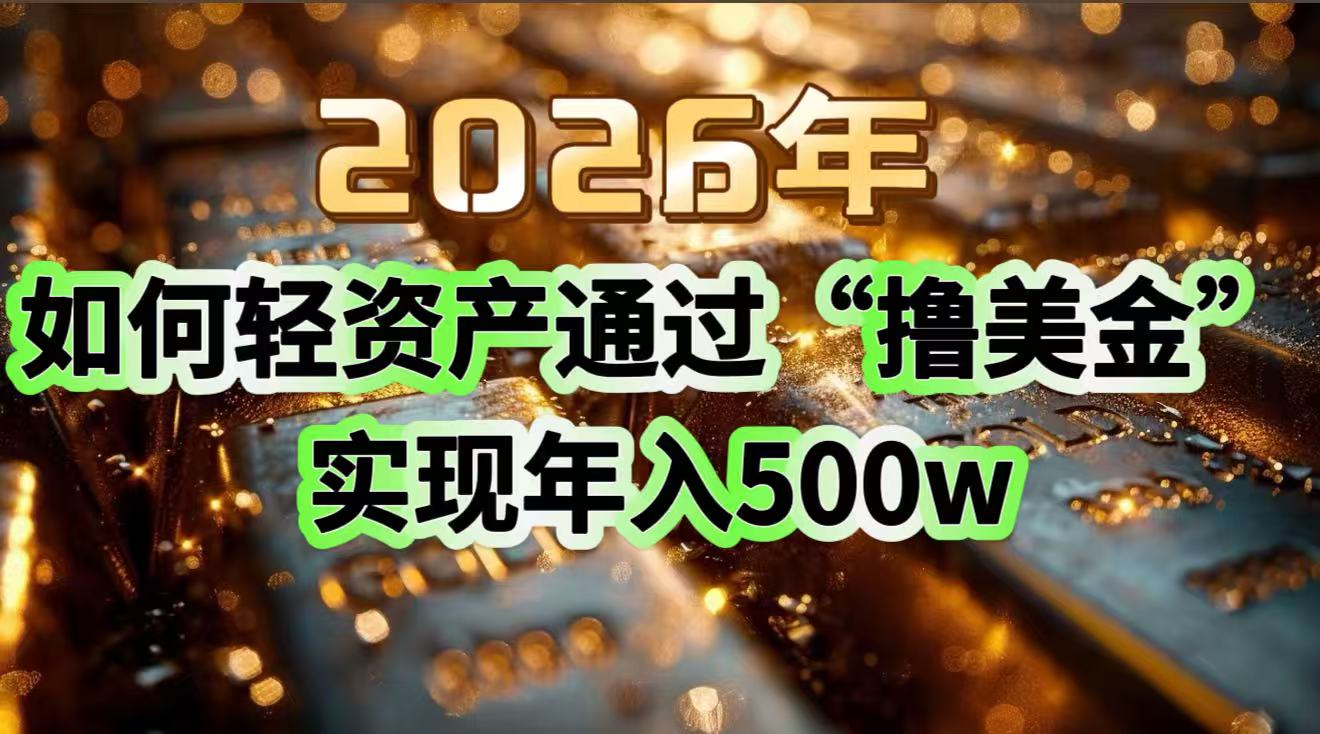 2026年如何轻资产通过“撸美金”实现年入500w-摇钱述