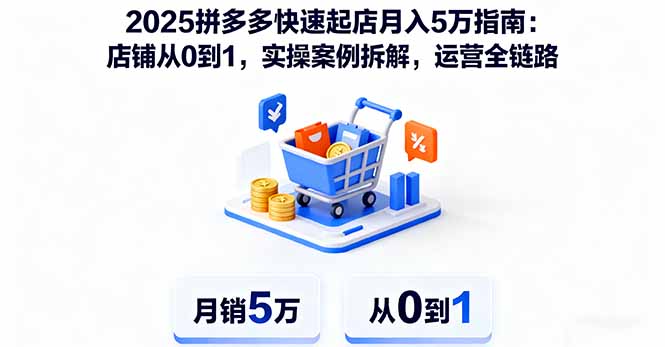 2025拼多多快速起店月入5万指南：店铺从0到1，实操案例拆解，运营全链路-摇钱述
