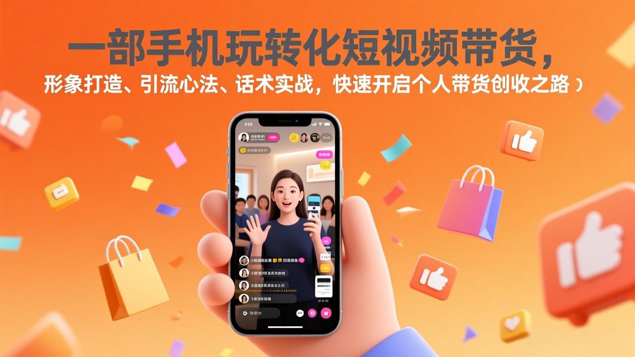 一部手机玩转化短视频带货，形象打造、引流心法、话术实战，快速开启个人带货创收之路-摇钱述