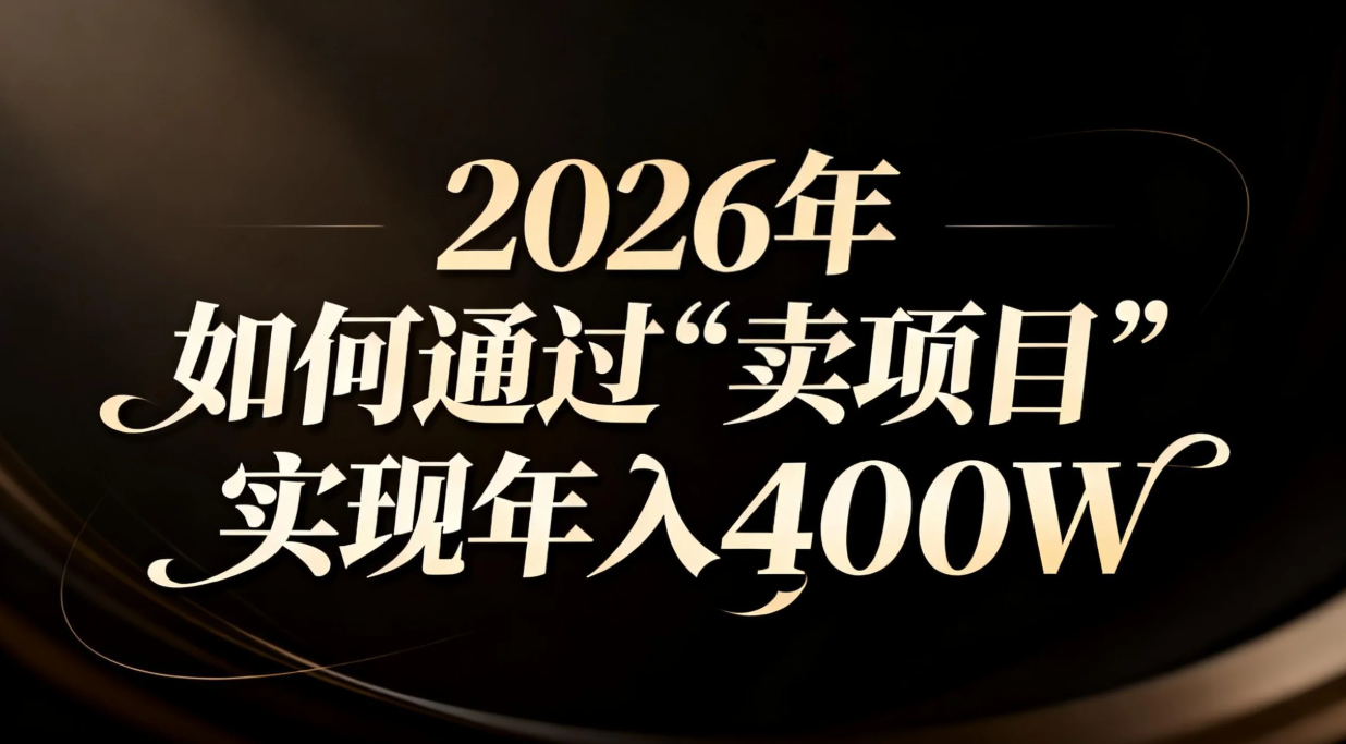 2026年如何通过“卖项目”实现年入百万-摇钱述
