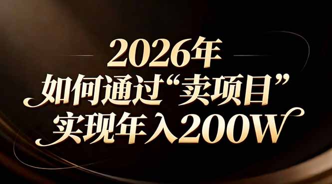 站在2026年的十字路口：一个普通人如何通过卖项目实现年入200万-摇钱述