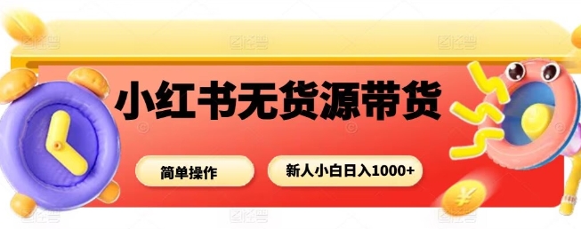 小红书无货源带货项目，简单无脑，新人小白日入多张-摇钱述