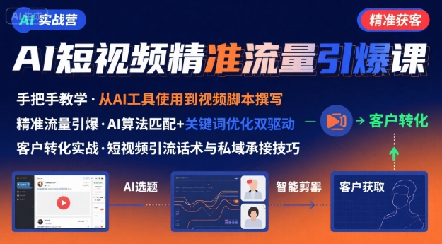 AI+短视频引爆精准客户实战营，手把手教你引爆Ai短视频精准流量-摇钱述