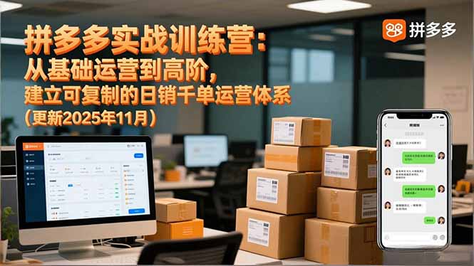 拼多多实战训练营：从基础运营到高阶，建立可复制的日销千单运营体系(更新11月-摇钱述