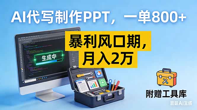 AI代写制作PPT，一单800+， 暴利风口期，月入2万【附工具】-摇钱述