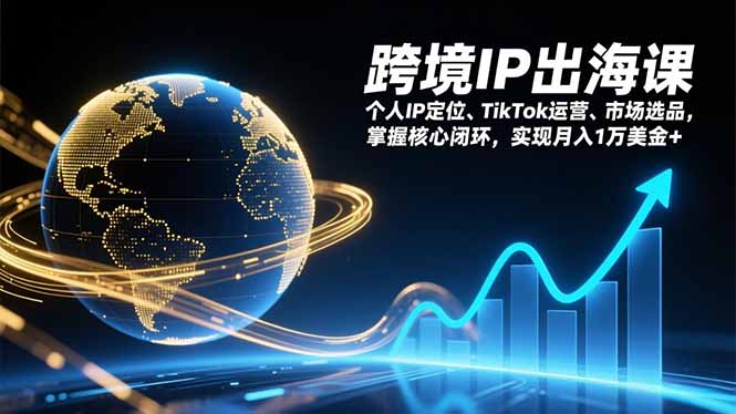 跨境IP出海课，个人IP定位、TikTok运营、市场选品，掌握核心闭环，实现月入1万美金+-摇钱述