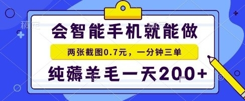 手机项目，二十秒一单，纯薅羊毛一天2张+做就有【揭秘】-摇钱述