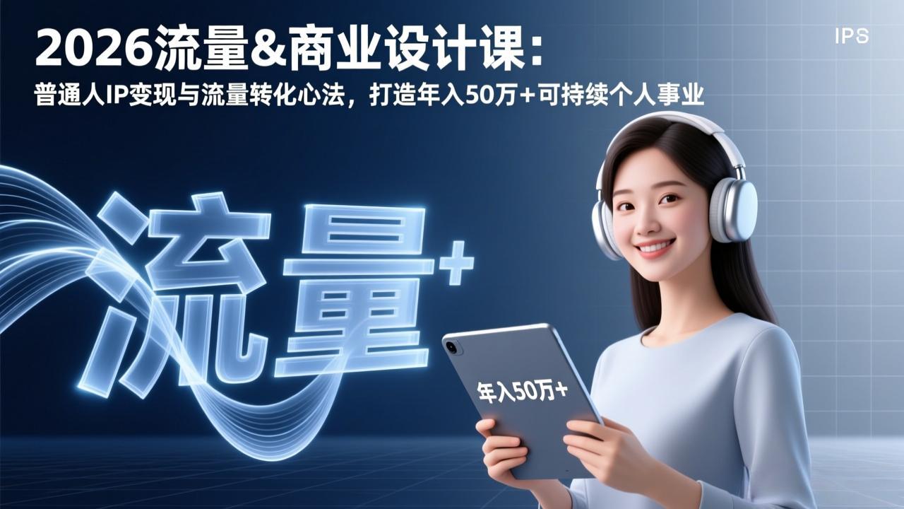 2026流量&商业设计课：普通人IP变现与流量转化心法，打造年入50万+可持续个人事业-摇钱述