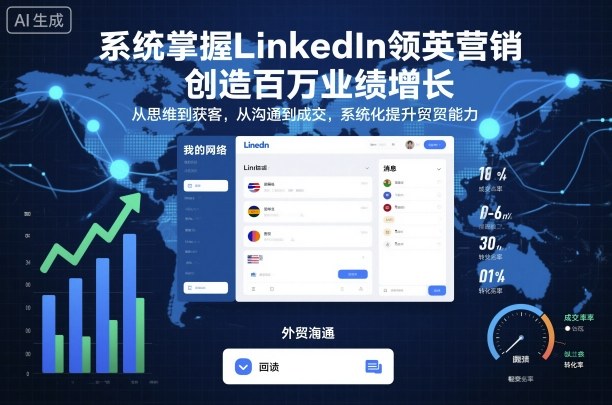 系统掌握LinkedIn领英营销，创造百万业绩增长，从思维到获客，从沟通到成交，系统化提升外贸能力-摇钱述