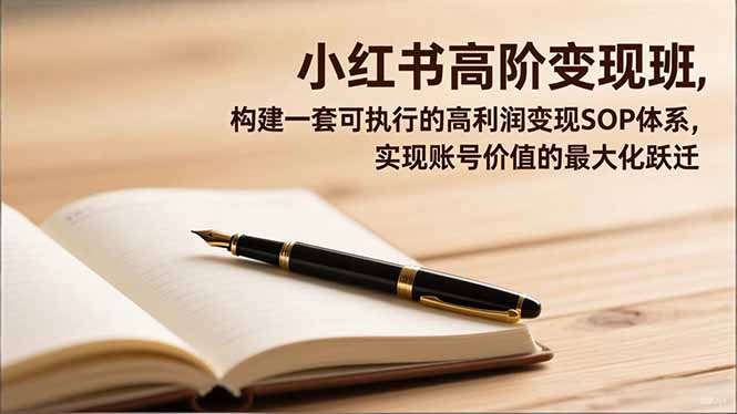 小红书高阶变现班，构建一套可执行的高利润变现SOP体系，实现账号价值的最大化跃迁-摇钱述