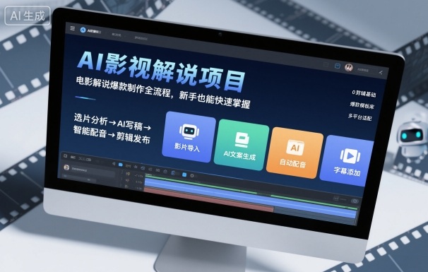 AI影视解说项目，电影解说爆款制作全流程，新手也能快速掌握-摇钱述
