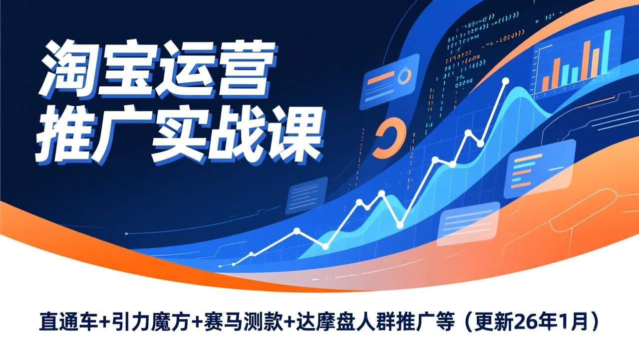 淘宝运营推广实战课，直通车+引力魔方+赛马测款+达摩盘人群推广等(更新26年1月-摇钱述