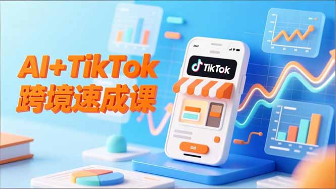 AI+TikTok跨境速成课，智能翻译、店铺定位、流程拆解，7天高效上线运营-摇钱述