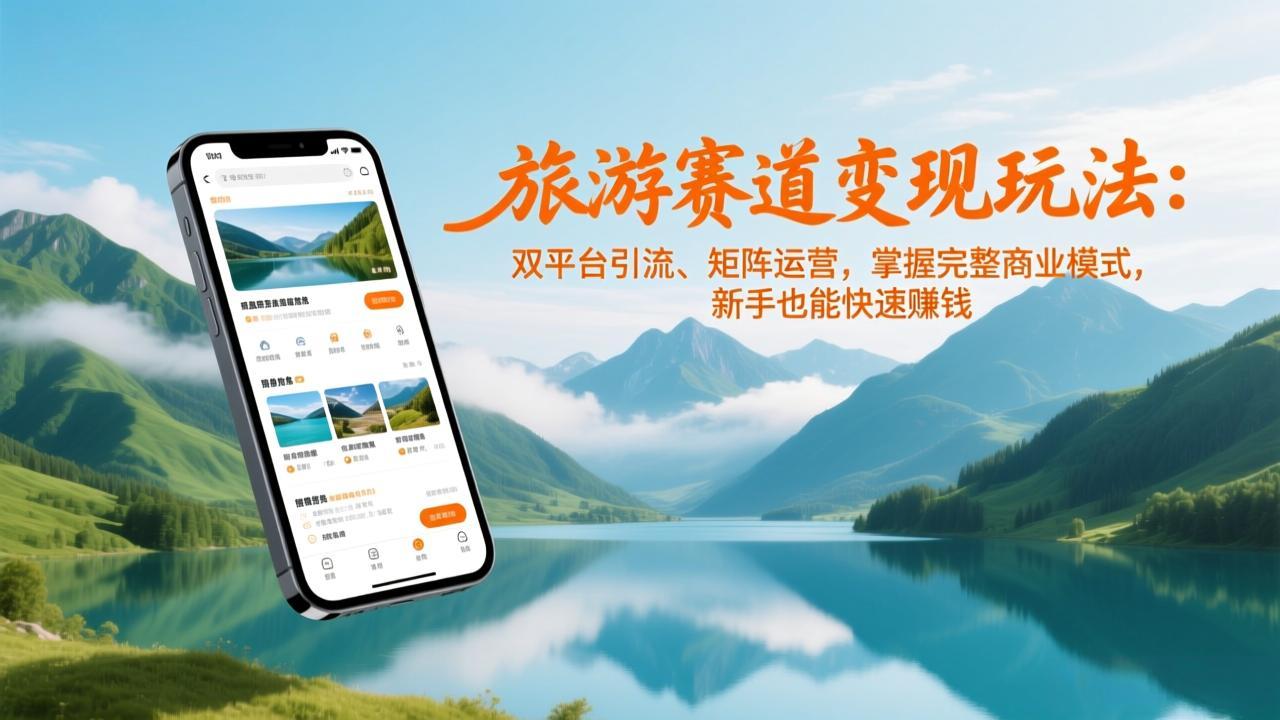 旅游赛道变现玩法：双平台引流、矩阵运营，掌握完整商业模式，新手也能快速赚钱-摇钱述