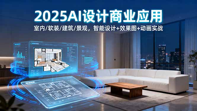 2025AI设计商业应用：室内/软装/建筑/景观，智能设计+效果图+动画实战-摇钱述