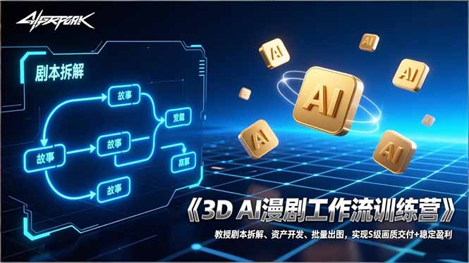3D AI漫剧工作流训练营：教授剧本拆解、资产开发、批量出图，实现S级画质交付+稳定盈利-摇钱述