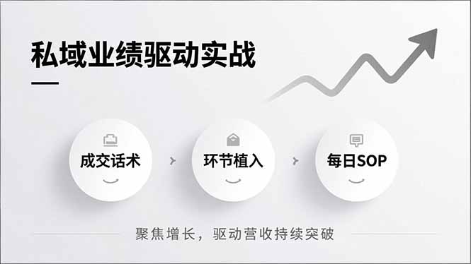 私域业绩驱动实战，成交话术、环节植入、每日SOP，聚焦增长，驱动营收持续突破-摇钱述
