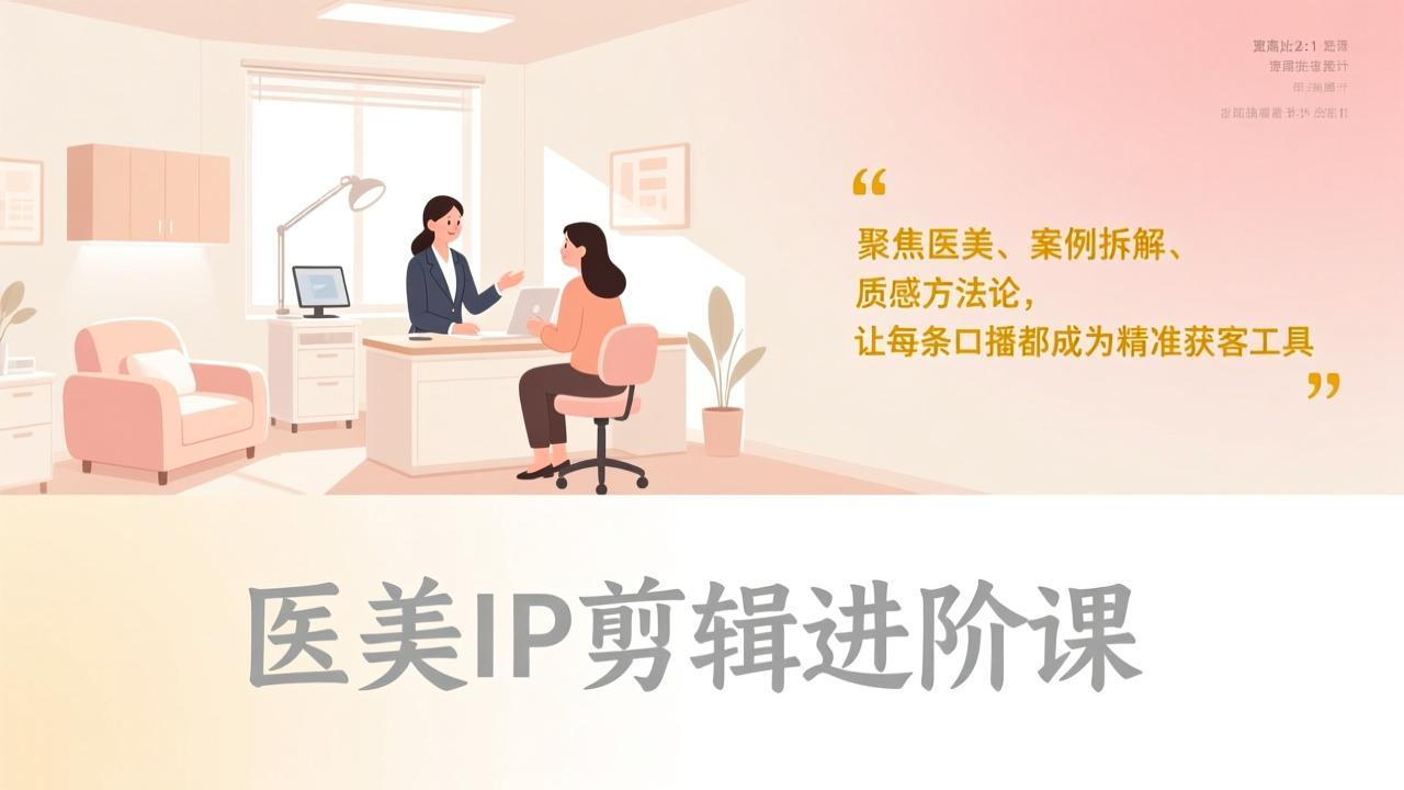 医美IP剪辑进阶课，聚焦医美、案例拆解、质感方法论，让每条口播都成为精准获客工具-摇钱述