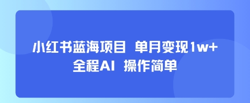小红书蓝海项目 单月变现1w+ 全程AI 操作简单-摇钱述