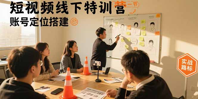 短视频线下特训营：账号定位搭建/口播号拍摄剪辑/直播间流量入口/变现实战-摇钱述