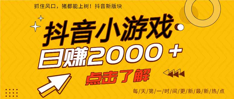 2025年爆火的抖音小游戏项目，一部手机日入2000+-摇钱述
