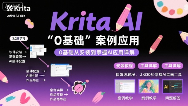 Krita AI绘画入门课，0基础从安装到案例应用krita AI使用详解-摇钱述