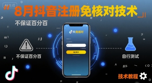 8月抖音注册免核对技术，不保证百分百，自测-摇钱述