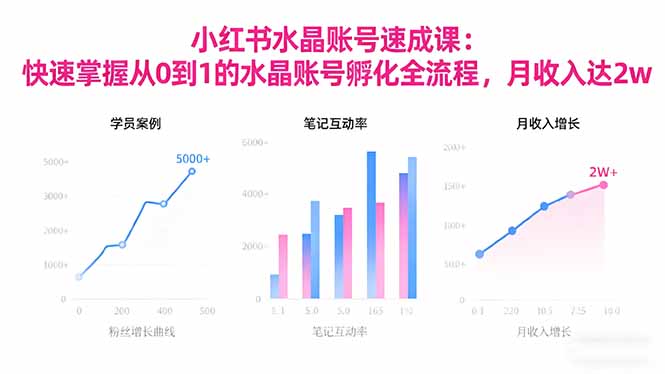 2025小红书水晶账号速成课：快速掌握从0-1水晶账号孵化全流程，月收入达2w-摇钱述