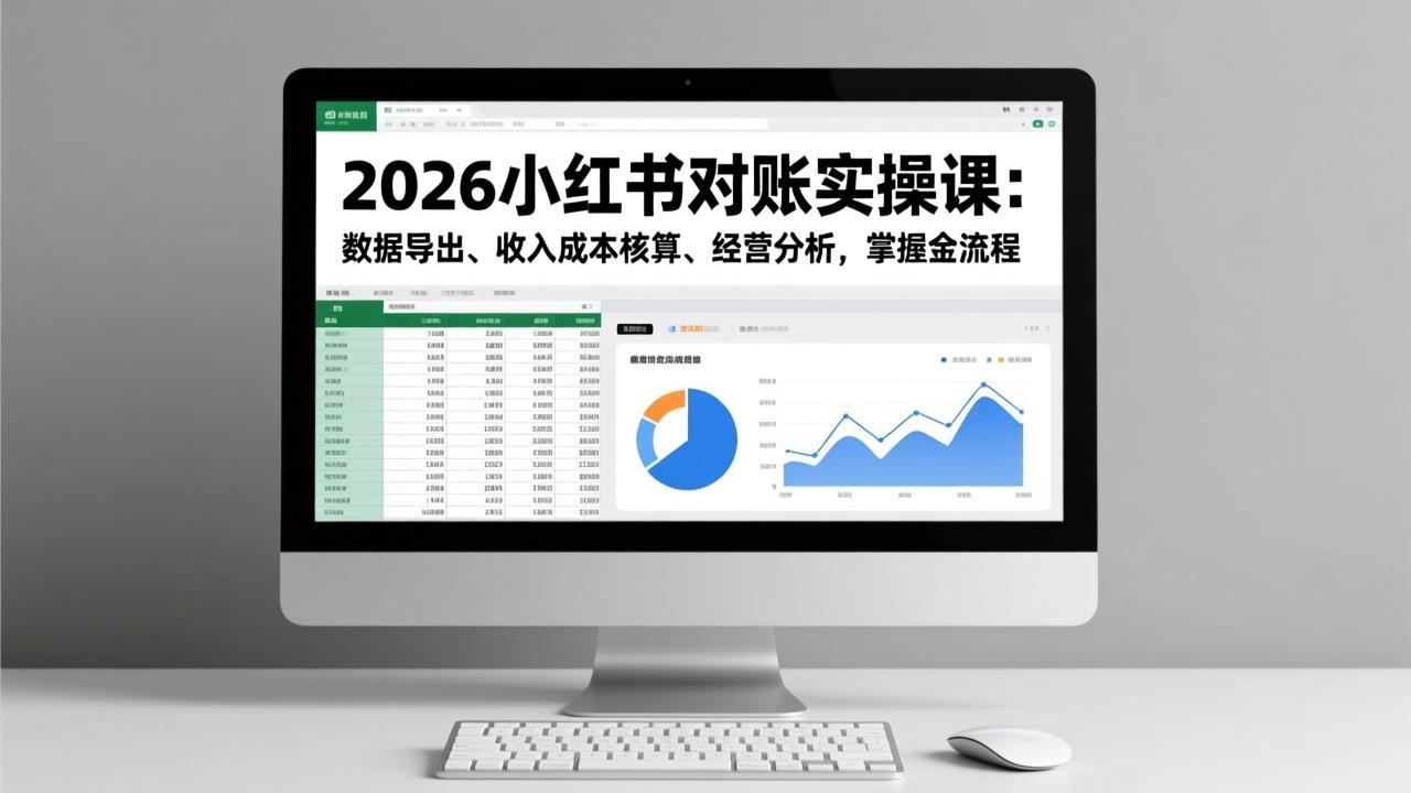 2026小红书对账实操课：数据导出、收入成本核算、经营分析，掌握全流程-摇钱述