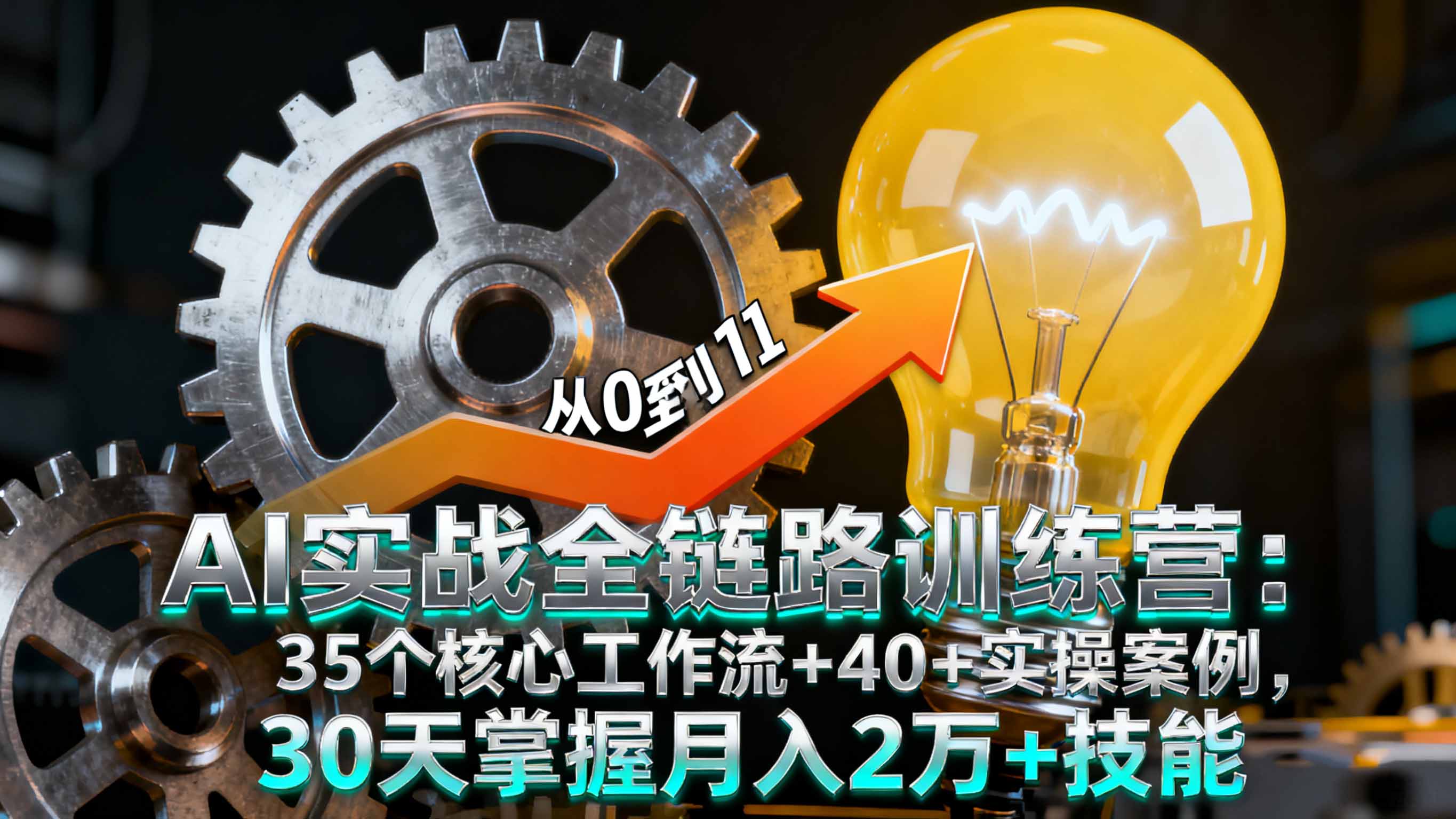 AI实战全链路训练营：35个核心工作流+40+实操案例，30天掌握月入2万+技能-摇钱述