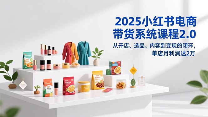 2025小红书电商带货系统课程2.0，从开店、选品、内容到变现的闭环，单店月利润达2万-摇钱述