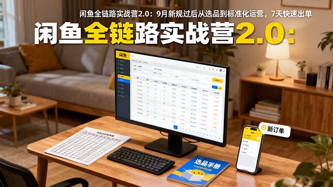 闲鱼全链路实战营2.0：9月新规过后从选品到标准化运营，7天快速出单-摇钱述
