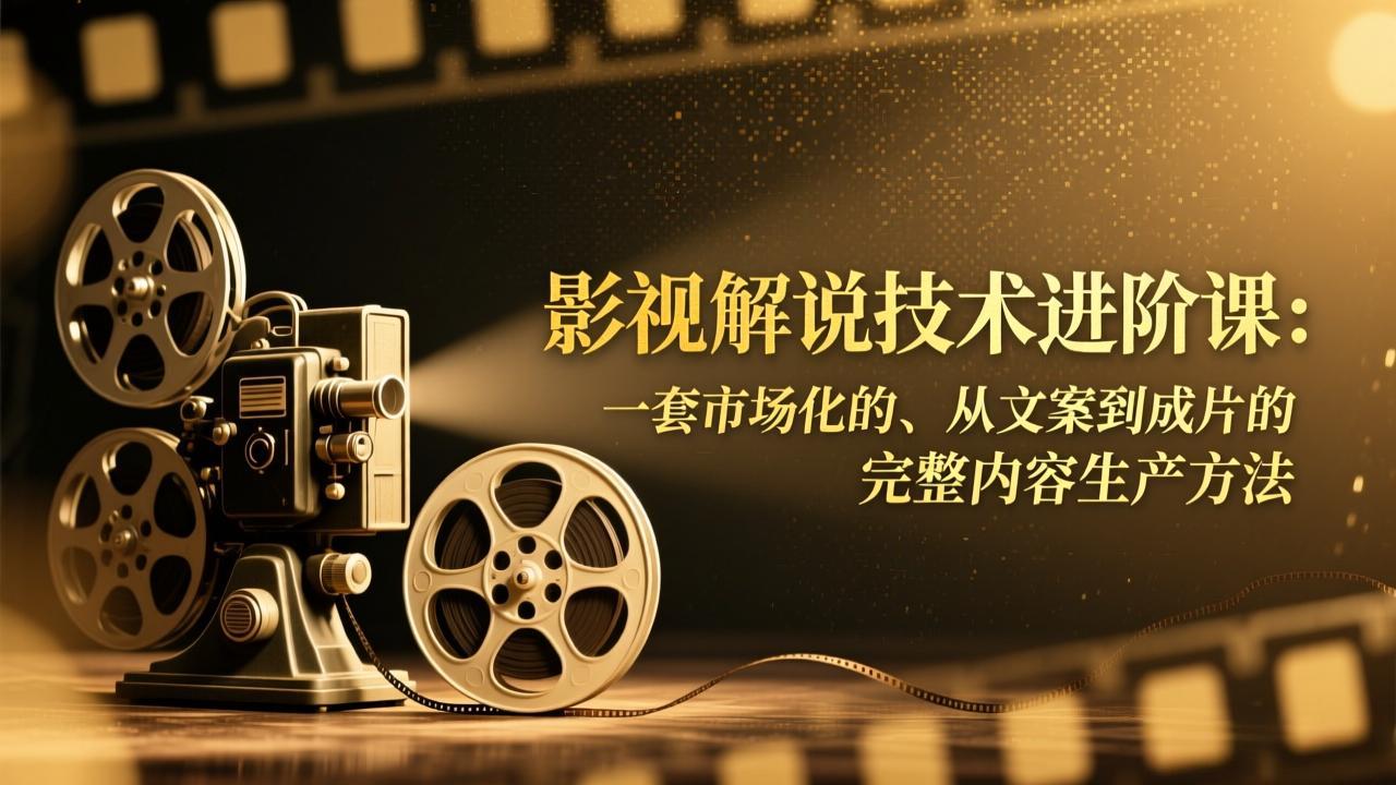 影视解说技术进阶课：一套市场化的、从文案到成片的完整内容生产方法-摇钱述