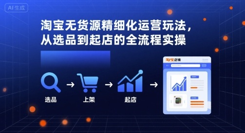 淘宝无货源精细化运营玩法，从选品到起店的全流程实操-摇钱述