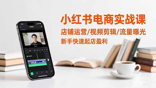 小红书电商实战课：店铺运营/视频剪辑/流量曝光，新手快速起店盈利-摇钱述