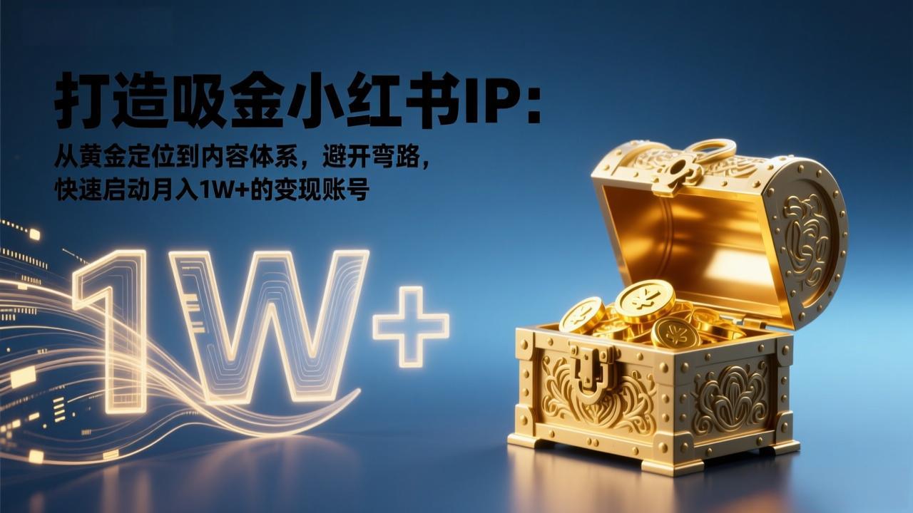 打造吸金小红书IP：从黄金定位到内容体系，避开弯路，快速启动月入1W+的变现账号-摇钱述