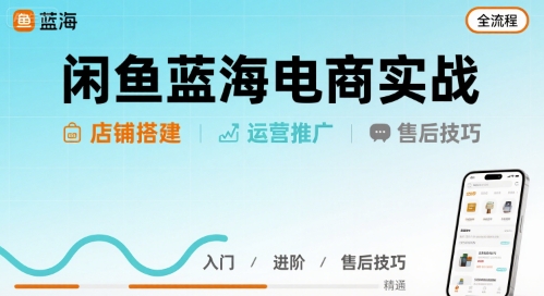 闲鱼蓝海电商实战，店铺搭建运营售后全流程-摇钱述