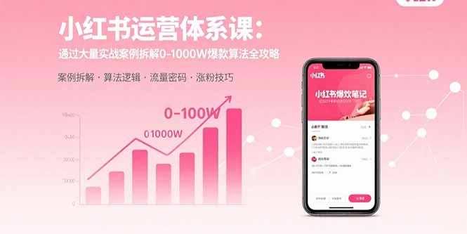 小红书运营体系课：通过大量实战案例拆解0-1000W爆款算法全攻略-摇钱述