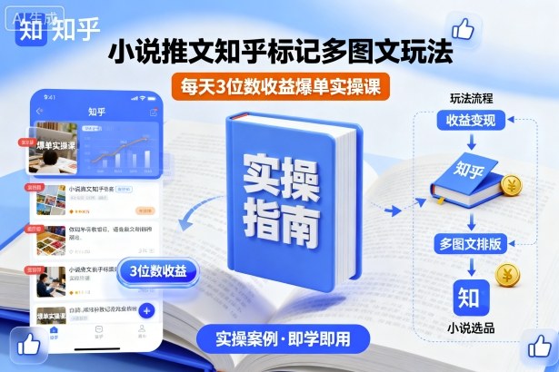 小说推文知乎标记多图文玩法，每天3位数收益爆单实操课-摇钱述