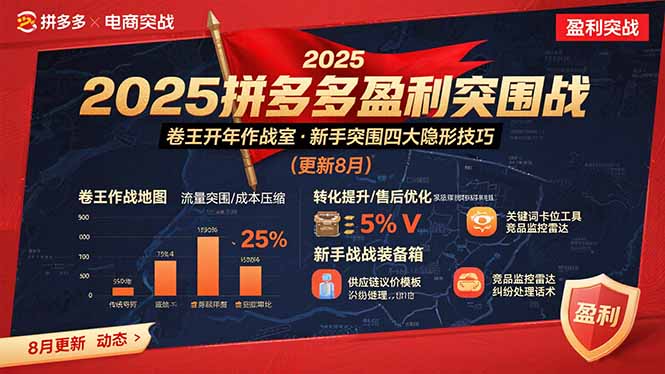 2025拼多多盈利突围战:卷王开年作战室,新手突围四大隐形技巧(更新8月-摇钱述