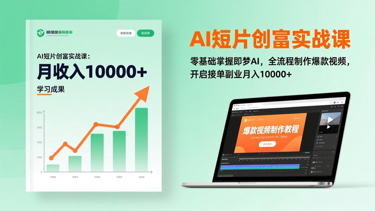 AI短片创富实战课：零基础掌握即梦AI，全流程制作爆款视频，开启接单副业月入10000+(更新-摇钱述