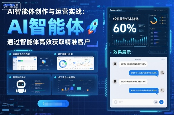 AI智能体创作与运营实战，实体门店通过智能体高效获取精准客户-摇钱述