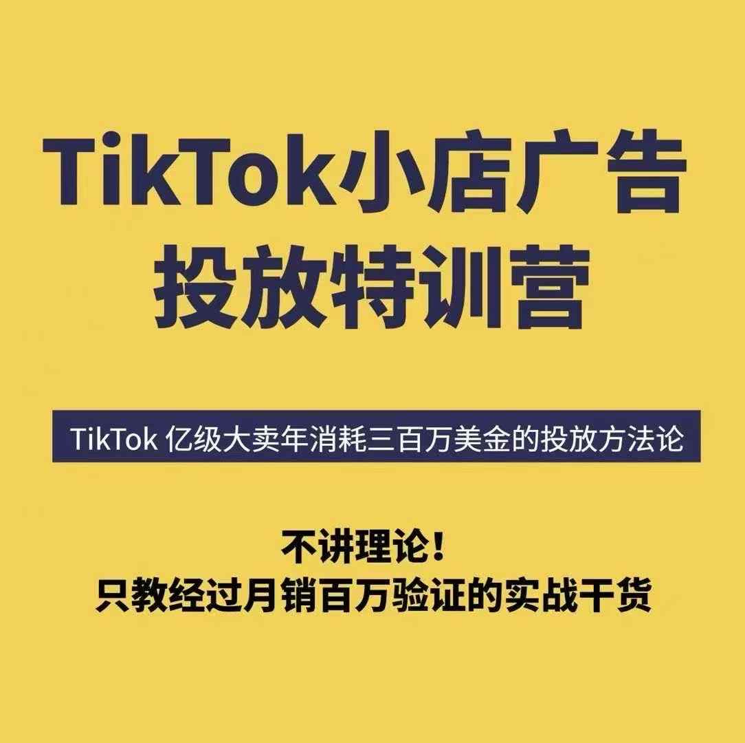 TikTok小店广告投放特训营，6天破局计划专治各种“投不动”，教你经过月销百万验证的实战干货-摇钱述