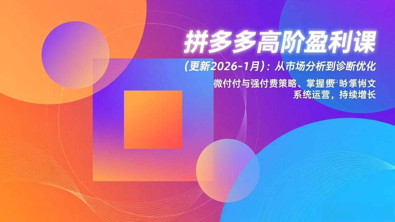拼多多高阶盈利课(更新2026-1月-摇钱述