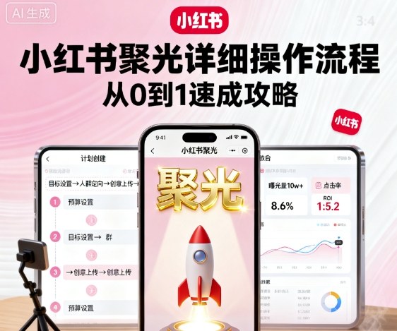 小红书聚光详细操作流程，小红书聚光从0到1速成攻略-摇钱述